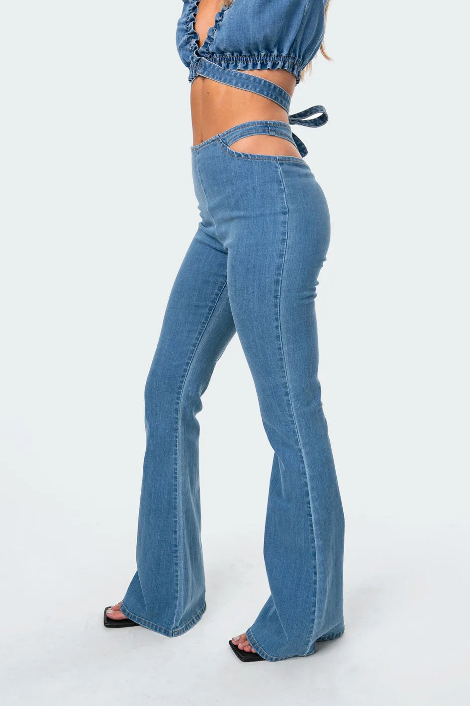 Kira Cut-Out Flared Jeans sold by Edikted product image thumbnail 3