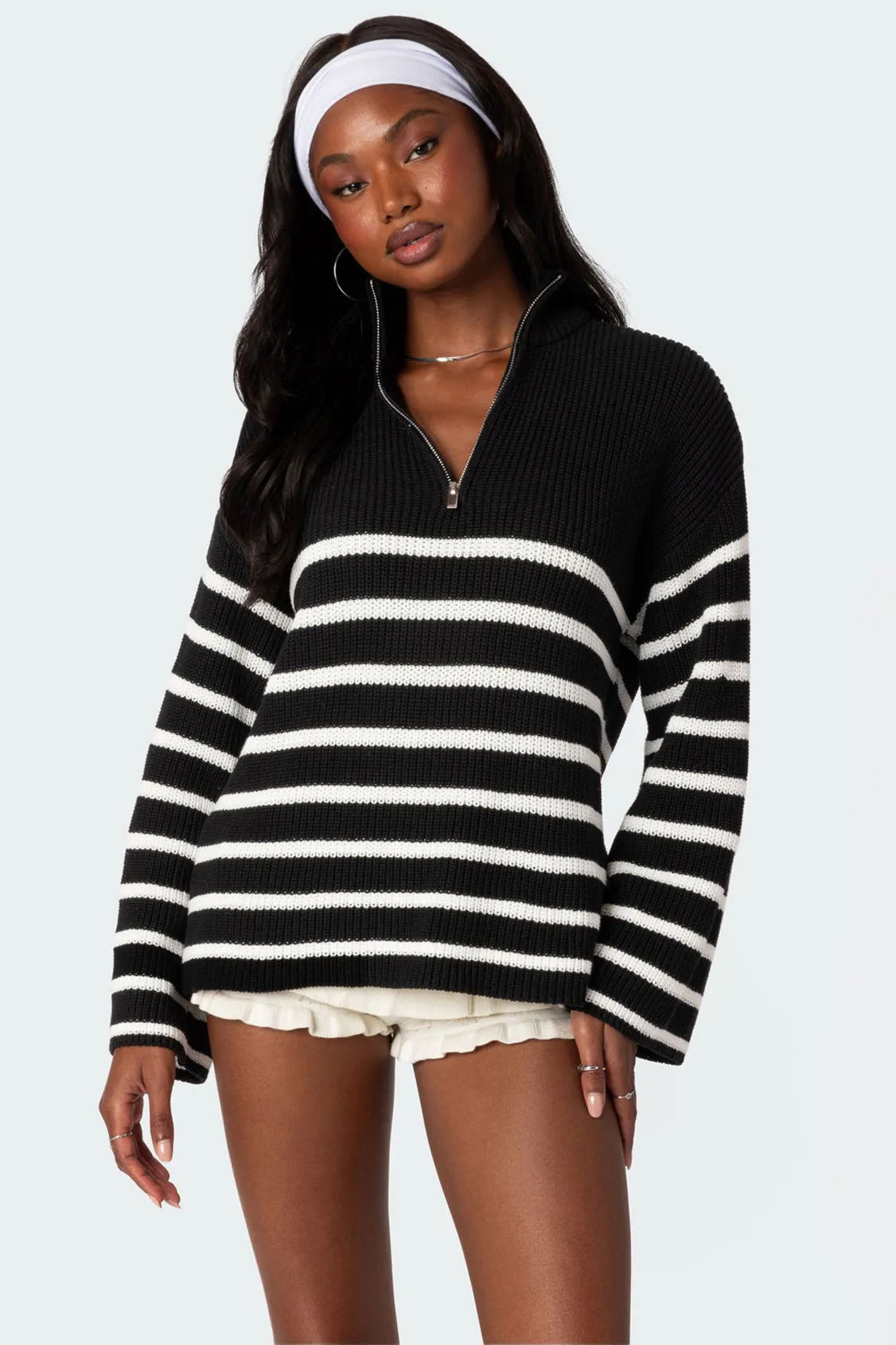 Oversized Quarter Zip Sweater sold by Edikted