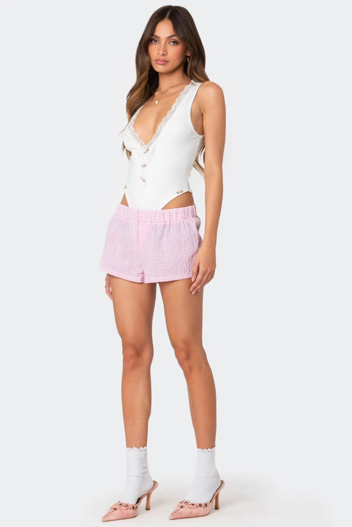 Bloom Lace Trim Ribbed Bodysuit sold by Edikted product image thumbnail 2