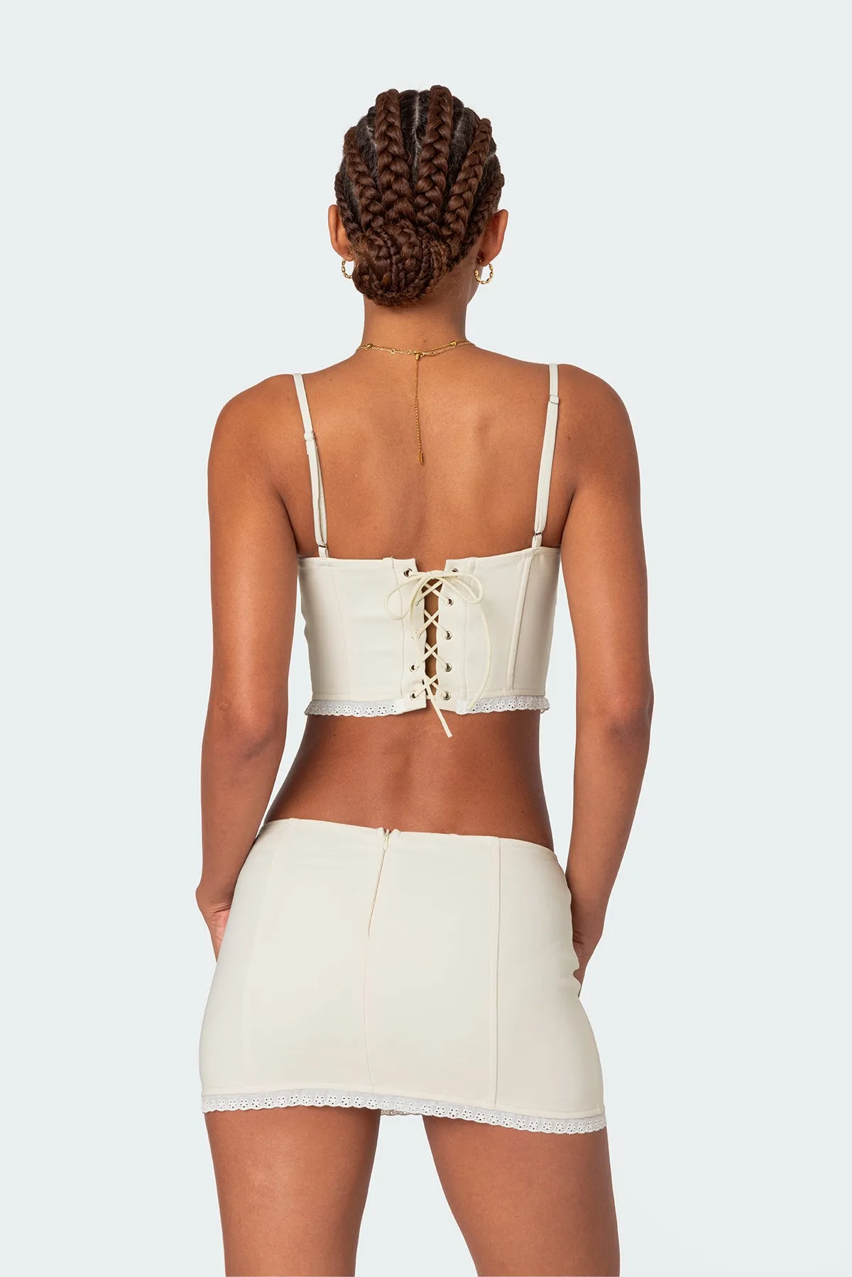 Thora Woven Lace Up Corset sold by Edikted product image thumbnail 5