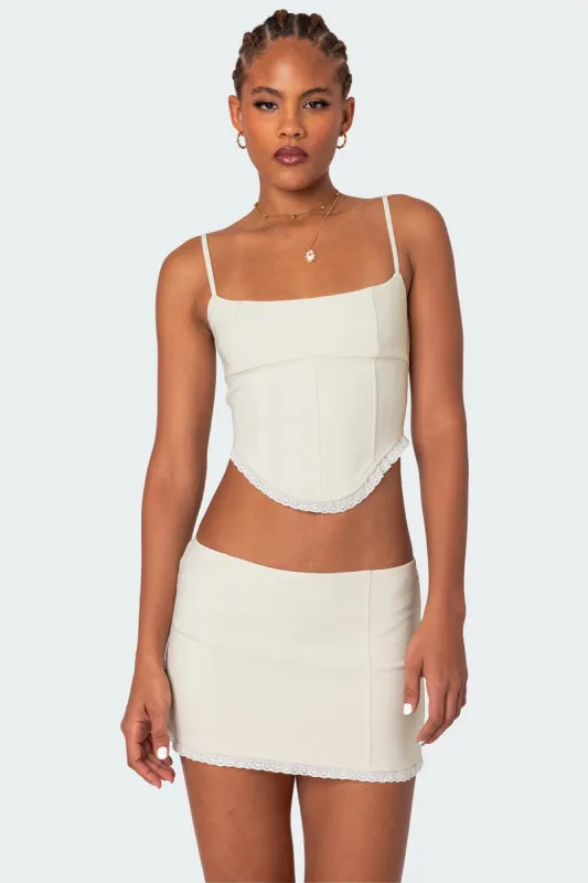 Thora Woven Lace Up Corset sold by Edikted