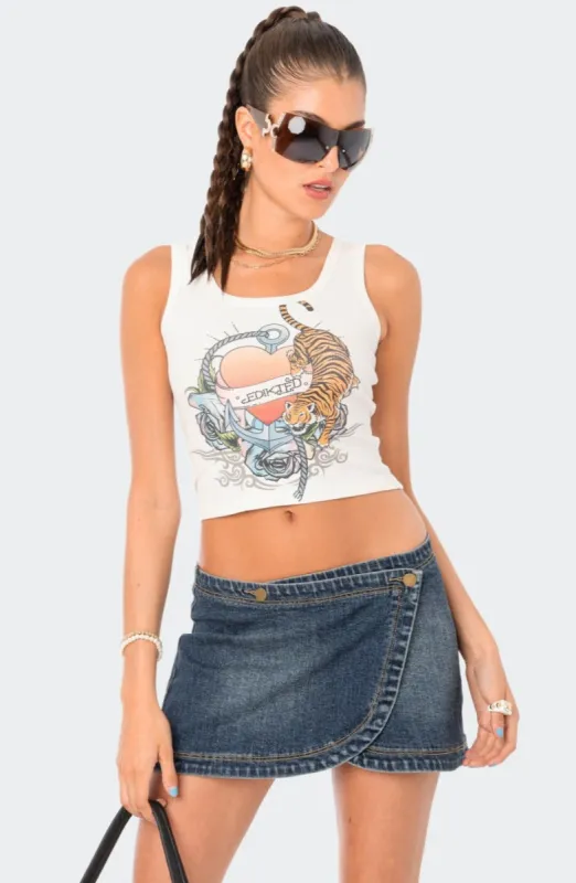 Tattoo Ribbed Tank Top sold by Edikted