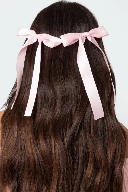 Satin Effect Ribbon Hair Clip Pack sold by Edikted