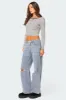 Debbie Distressed Low Rise Jeans sold by Edikted