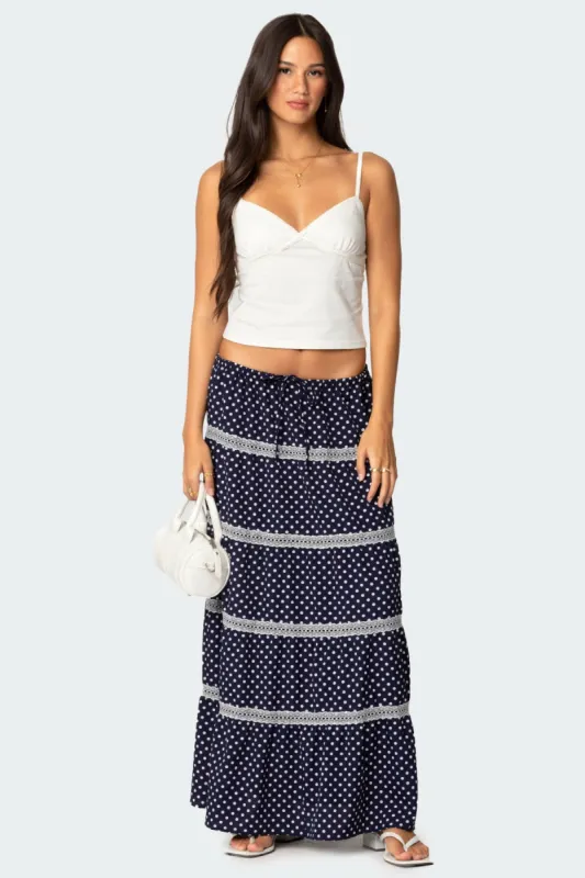 Polka Dot Tiered Maxi Skirt sold by Edikted