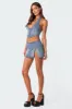 Katrina Lace Up Denim Corset sold by Edikted