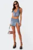 Katrina Lace Up Denim Corset sold by Edikted