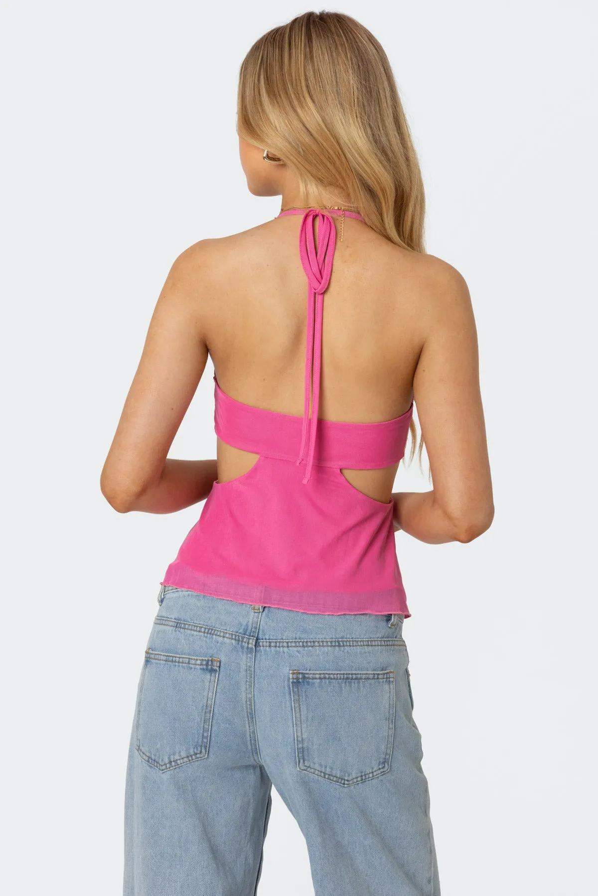 Duo Cutout Mesh Halter Top sold by Edikted product image thumbnail 4