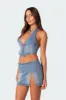 Katrina Lace Up Denim Corset sold by Edikted
