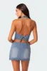 Katrina Lace Up Denim Corset sold by Edikted