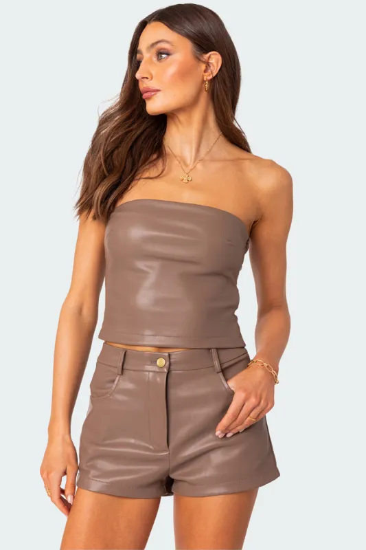 Martine Faux Leather Tube Top made by Edikted