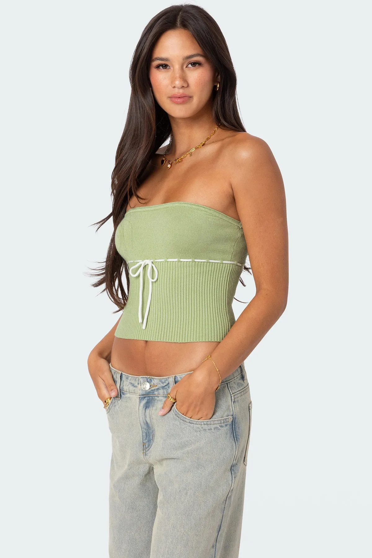 Elsie Knitted Tie Tube Top sold by Edikted product image thumbnail 2