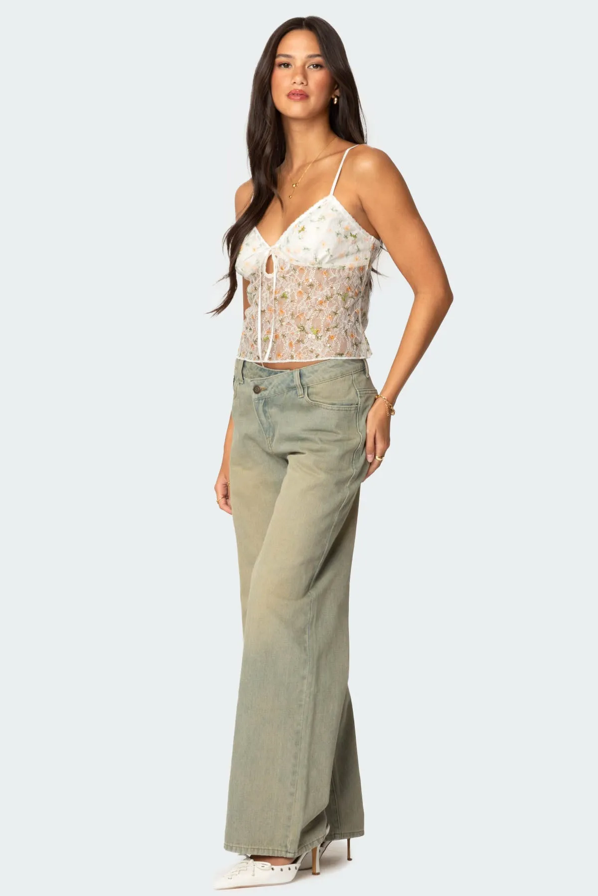 Flowery Sheer Embroidered Top sold by Edikted product image thumbnail 4