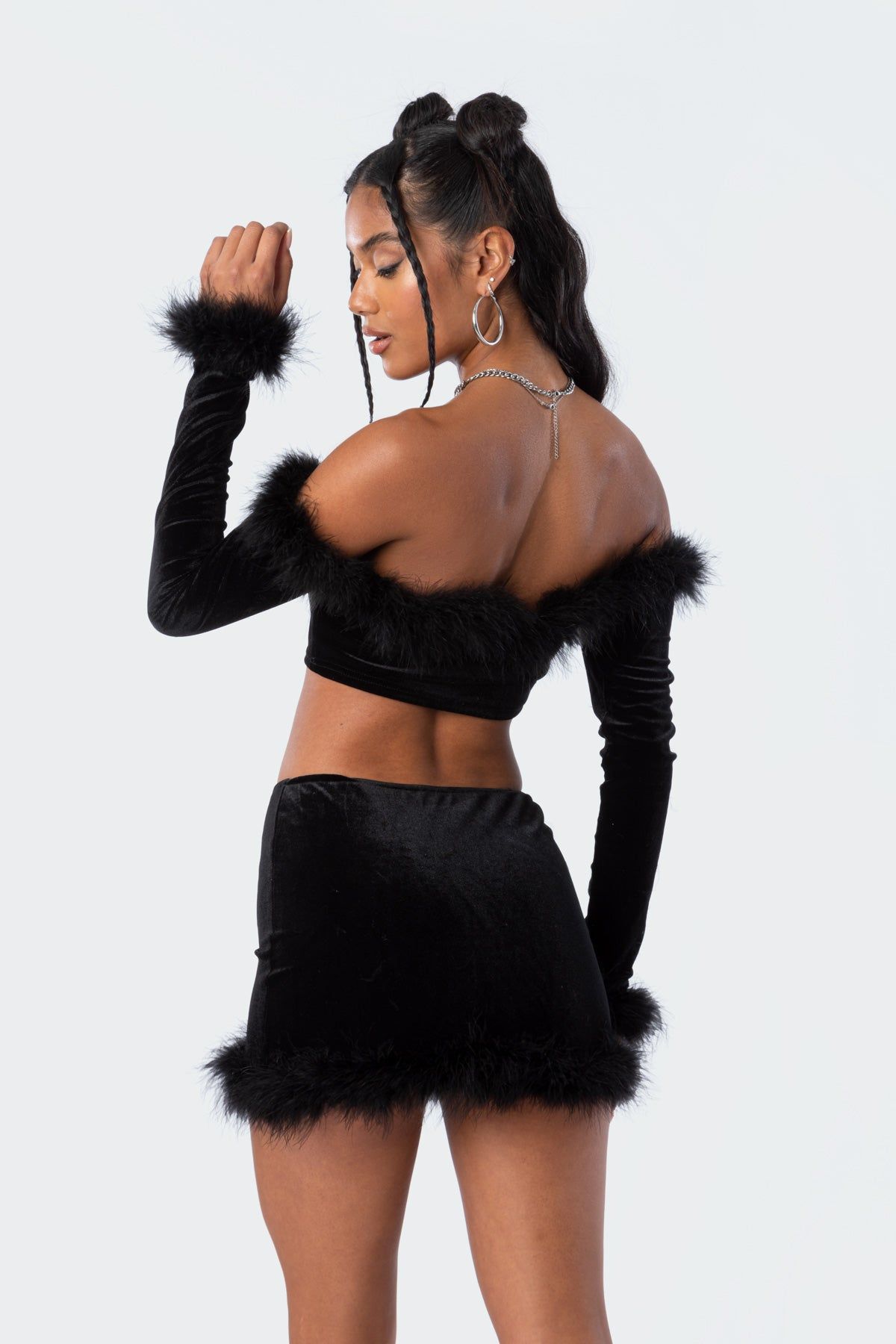 Nicola Velvet Faux Fur Top sold by Edikted product image thumbnail 5