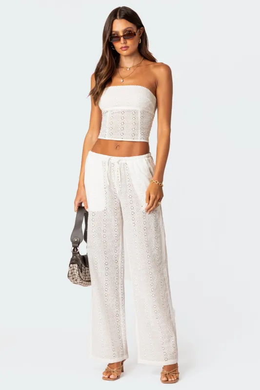 Lemon Lacey Cotton Pants sold by Edikted