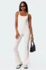 Strappy Ribbed Open Back Flared Jumpsuit sold by Edikted
