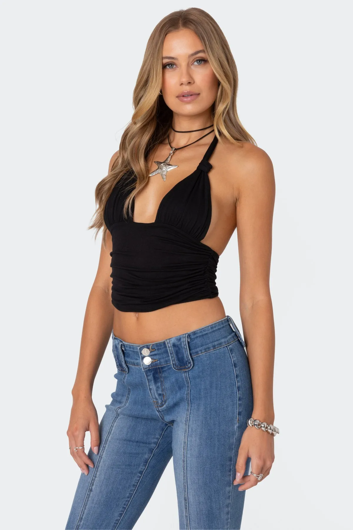 Lillie Knotted Halter Top sold by Edikted product image thumbnail 3