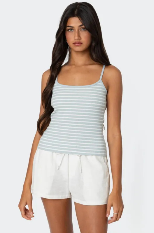 Gretta Striped Ribbed Tank Top sold by Edikted