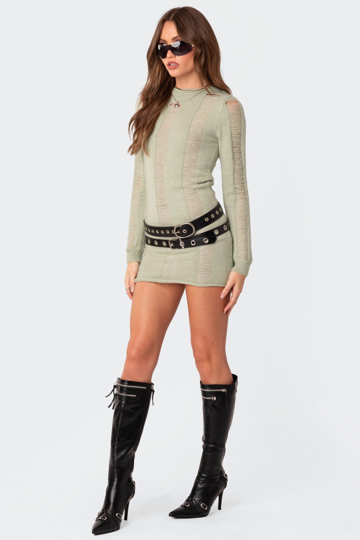 Distressed Knitted Mini Dress sold by Edikted product image thumbnail 2