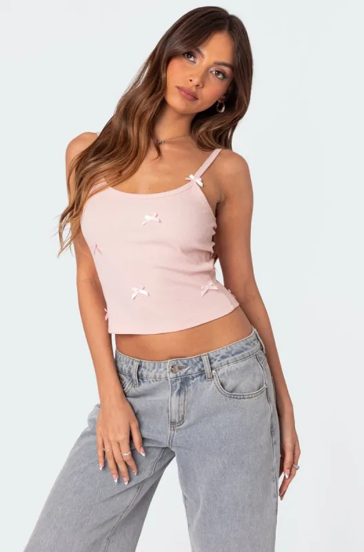 Emilia Ribbed Bow Tank Top sold by Edikted