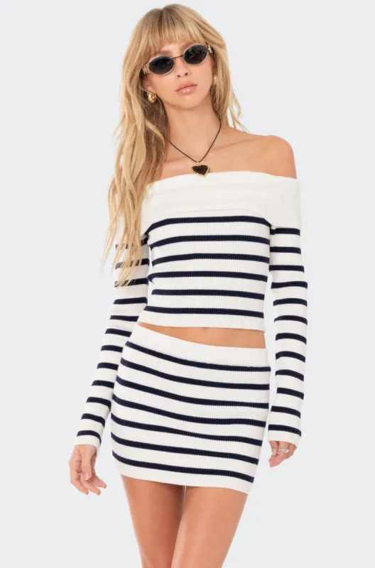 Elia Knitted Fold Over Crop Top sold by Edikted