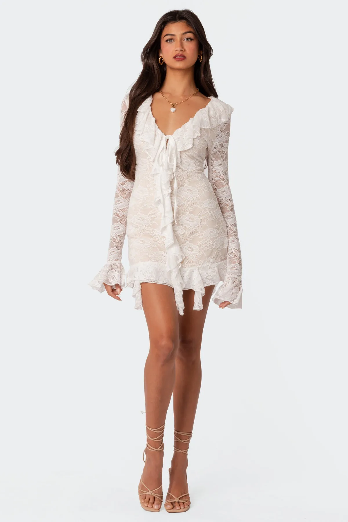 Josephine Ruffle Lace Mini Dress sold by Edikted product image thumbnail 5