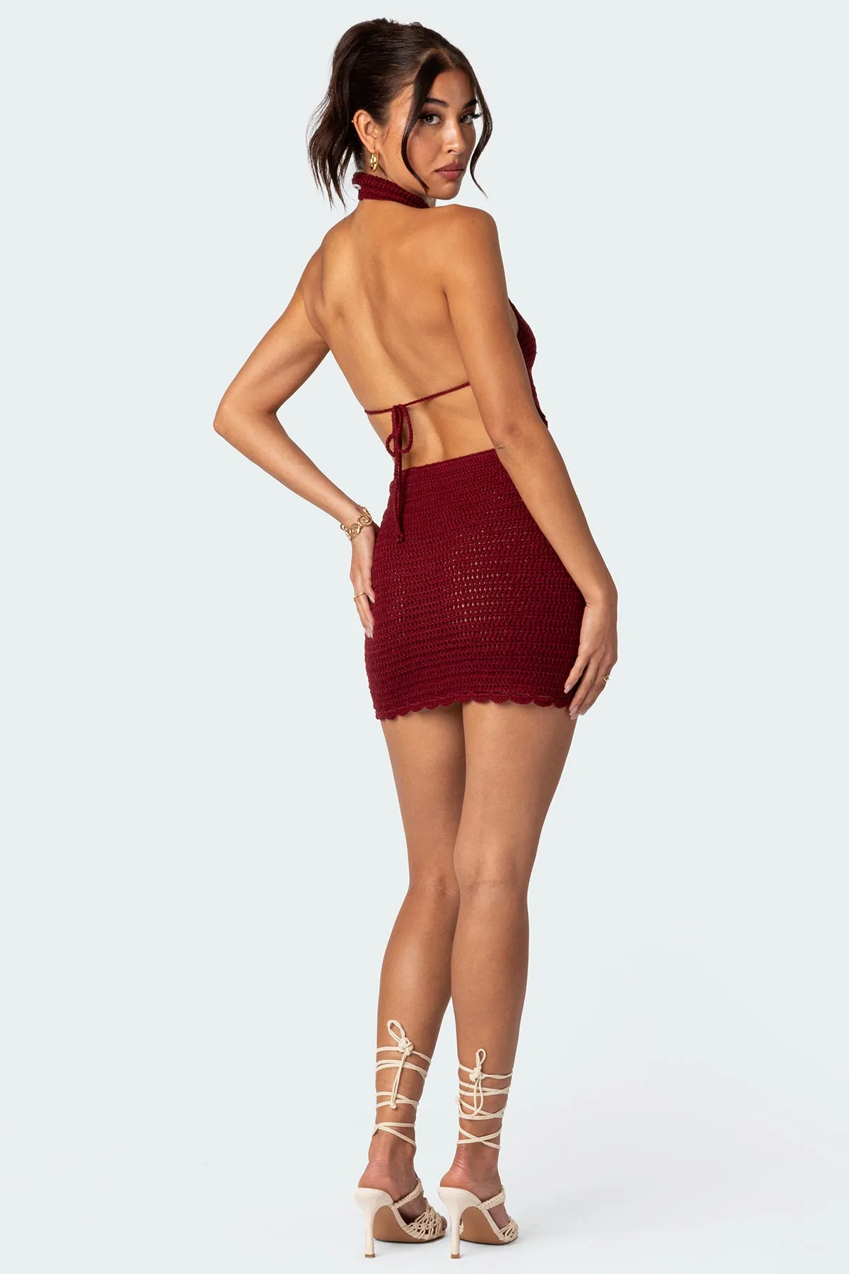 Novalie Crochet Open Back Mini Dress sold by Edikted product image thumbnail 3