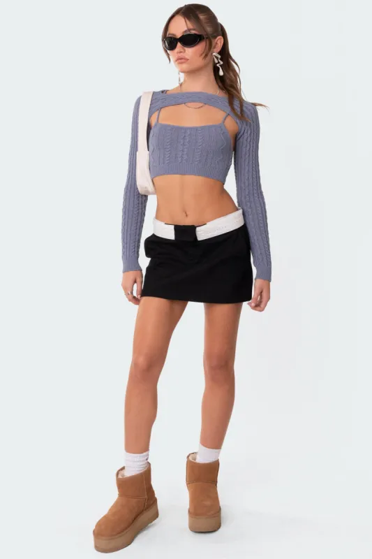 Two-Piece Cable Knit Top sold by Edikted