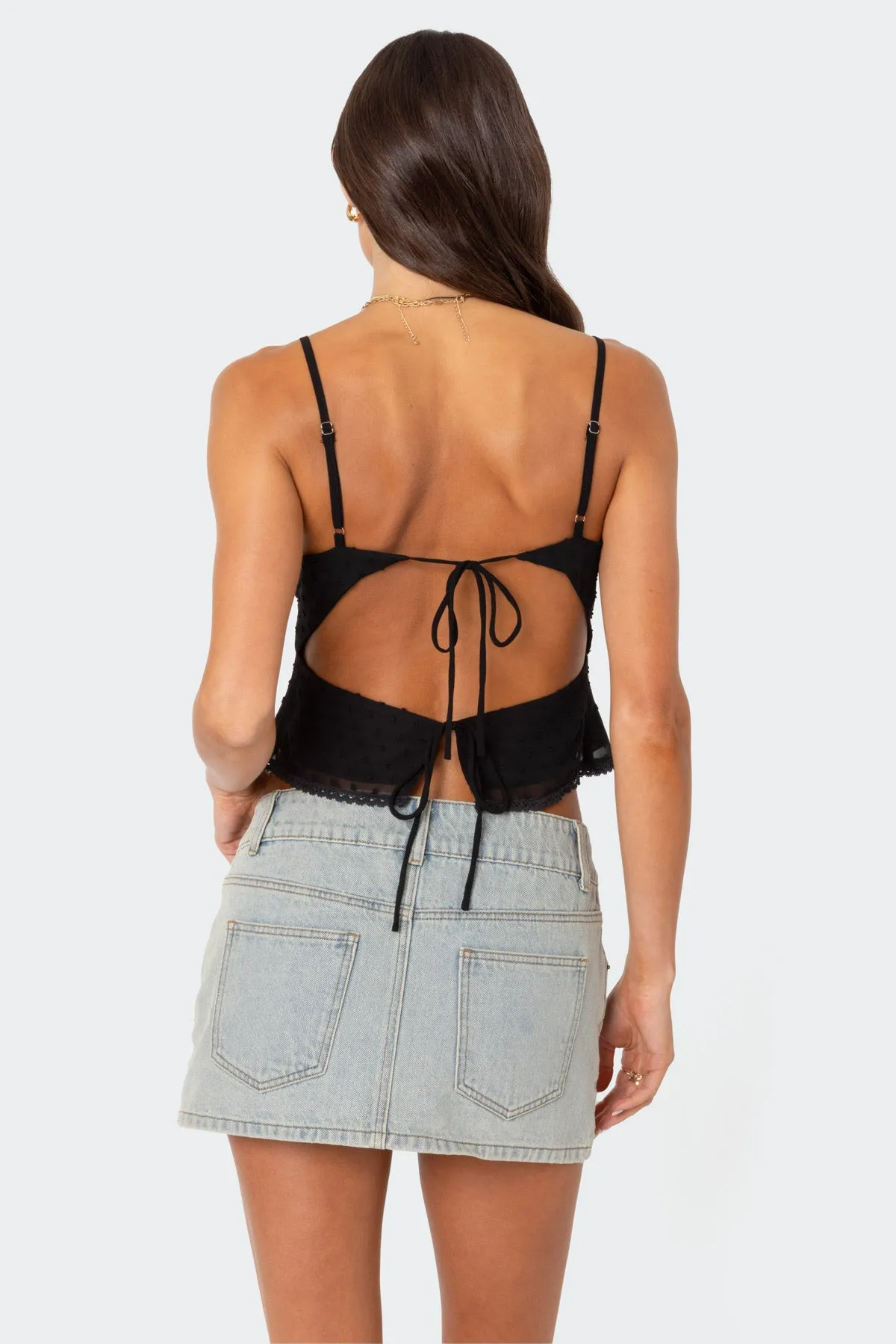 Wendy Tie Back Lacey Top sold by Edikted product image thumbnail 4