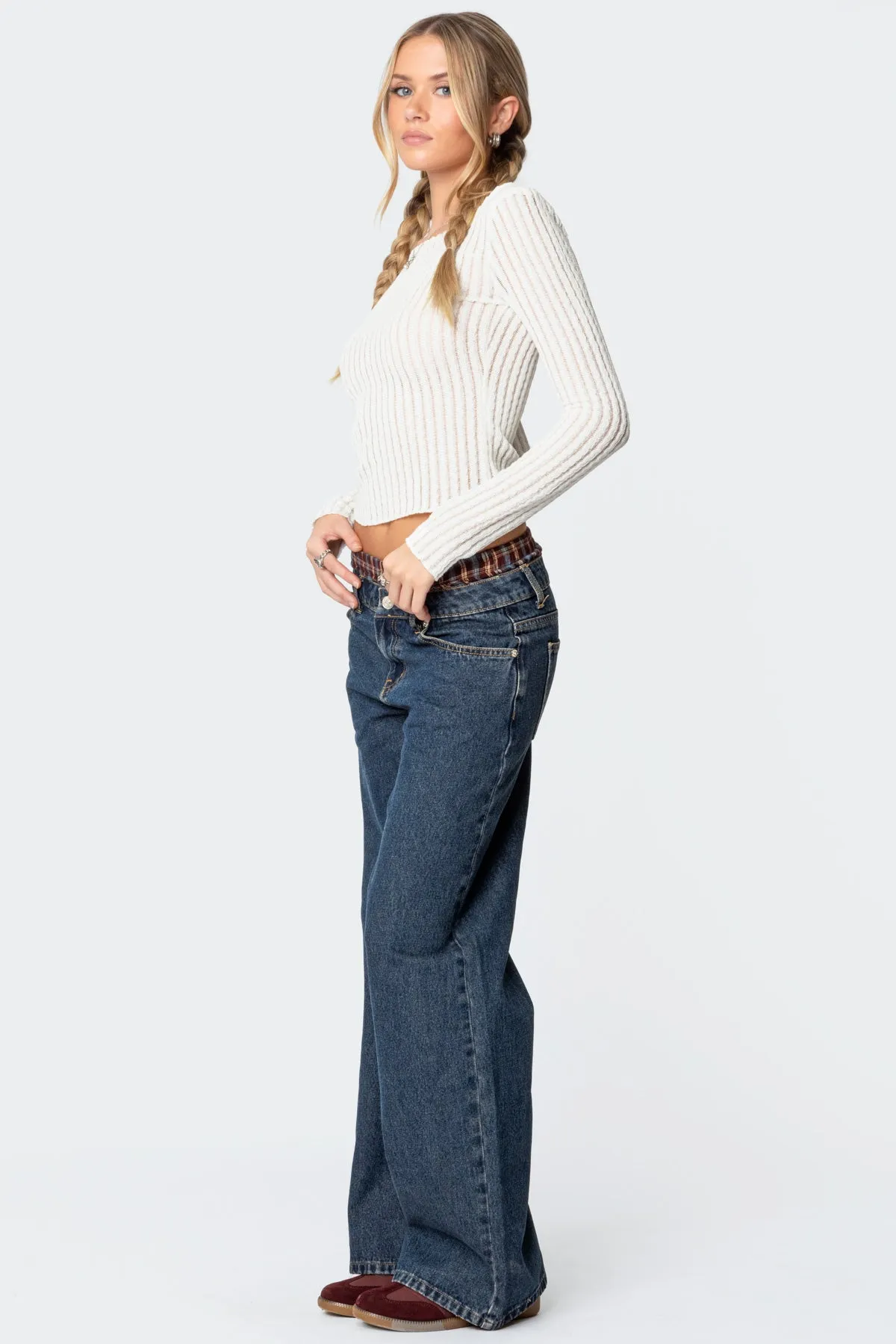 Textured Sheer Boat Neck Top sold by Edikted product image thumbnail 4