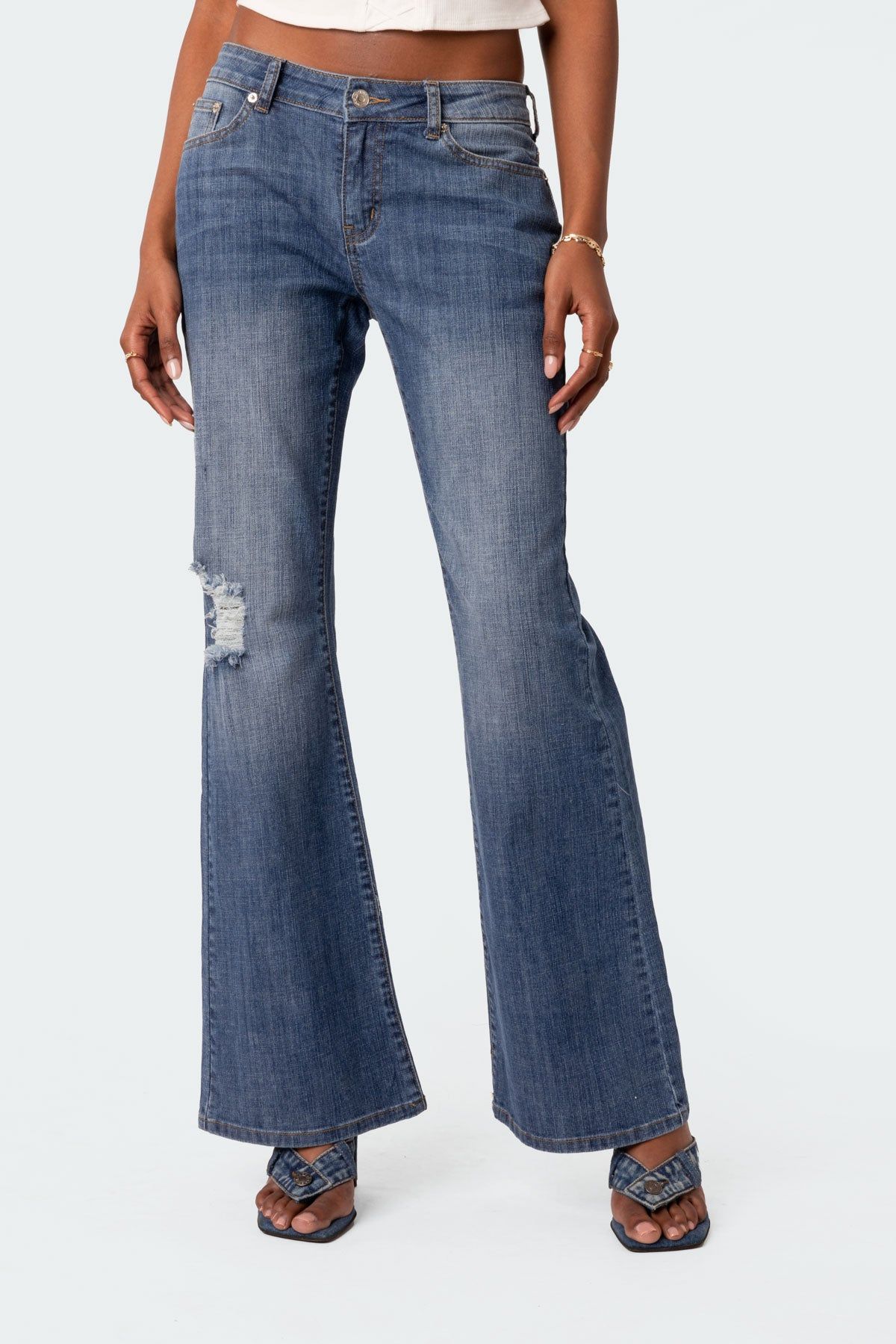Distressed Low Rise Flared Jeans sold by Edikted product image thumbnail 2