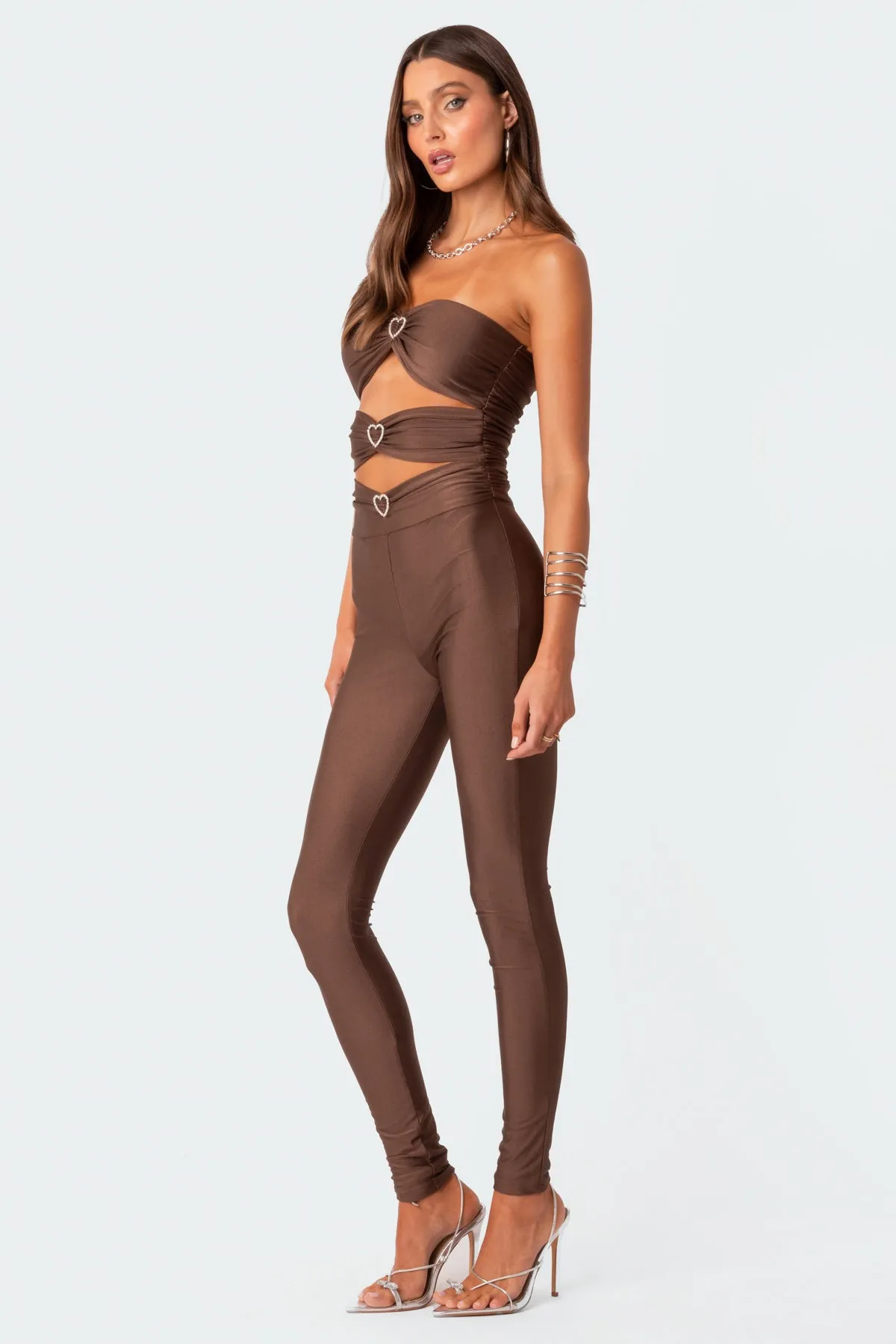 Rhinestone Heart Cut Out Jumpsuit sold by Edikted product image thumbnail 3