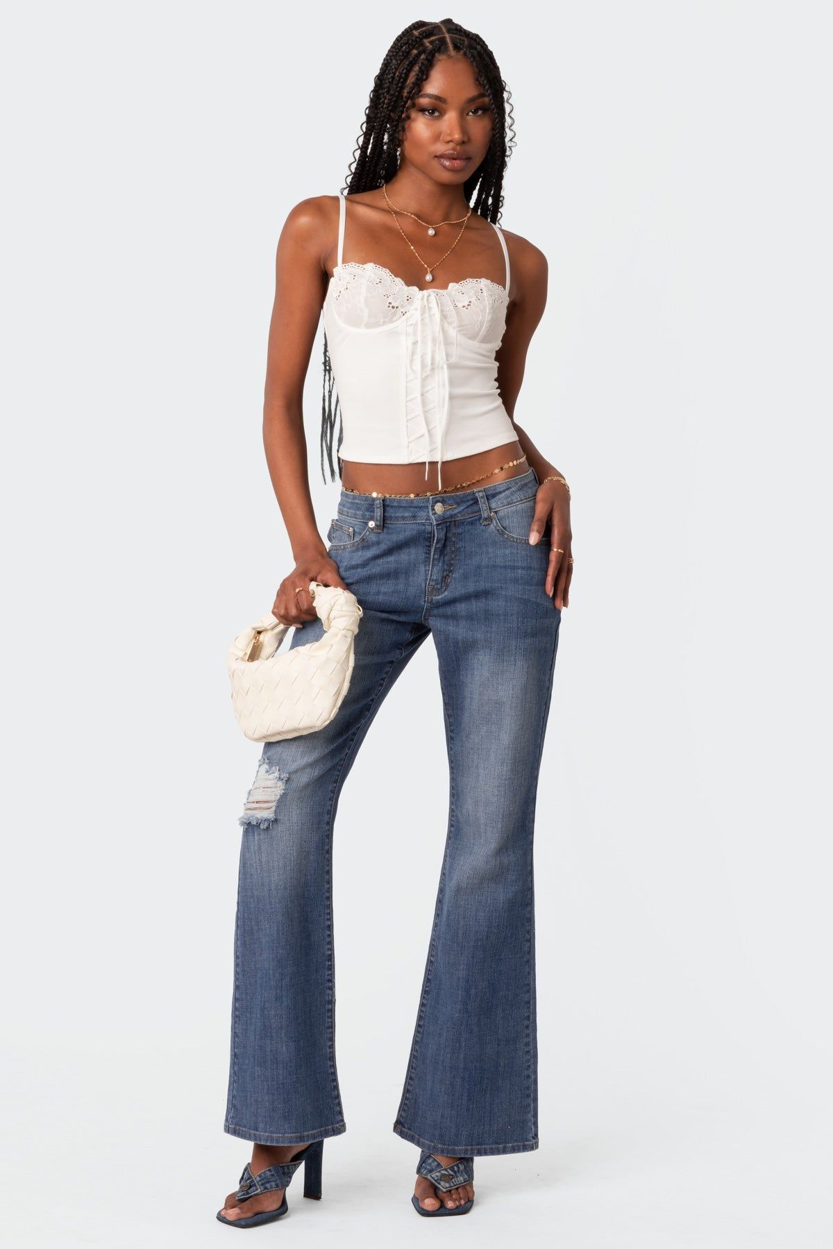 Distressed Low Rise Flared Jeans sold by Edikted product image thumbnail 5