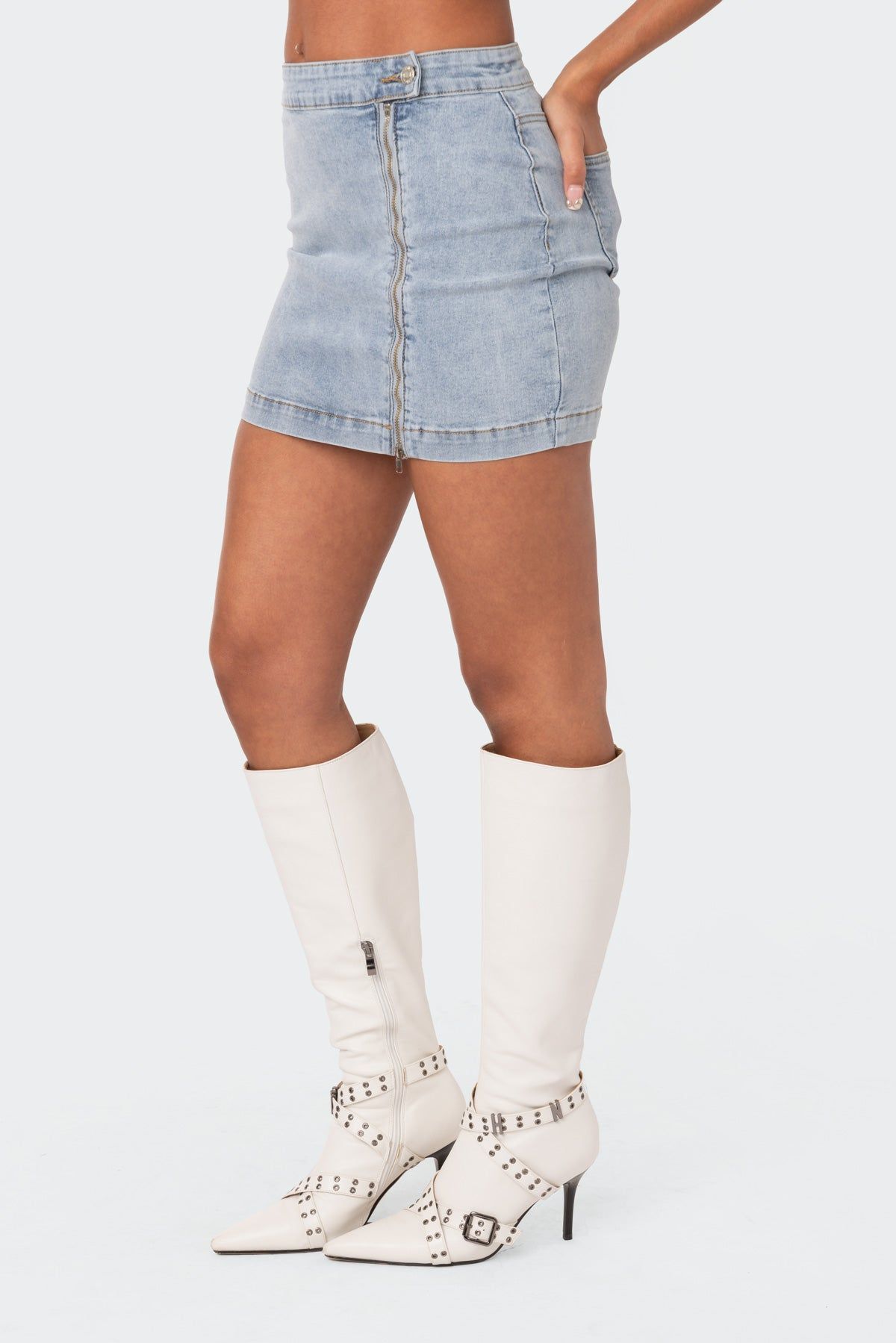 Rylee Denim Stretch Skirt sold by Edikted product image thumbnail 3