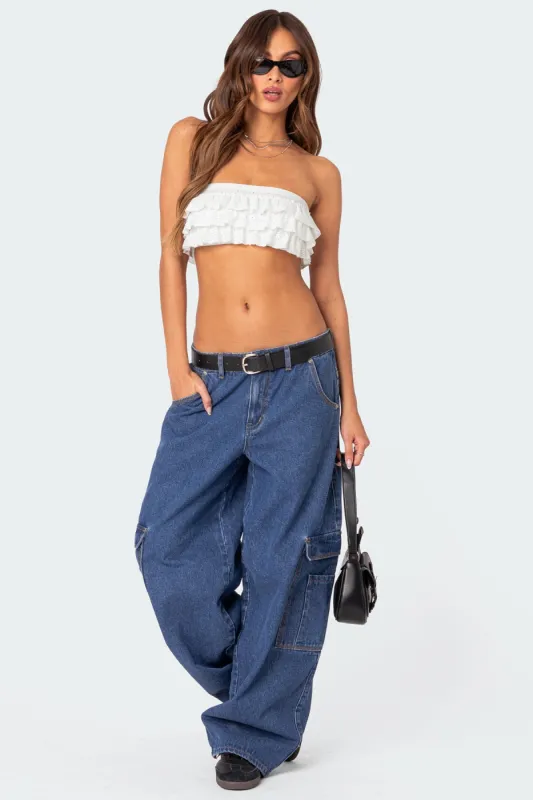 Super Oversized Belted Boyfriend Jeans sold by Edikted