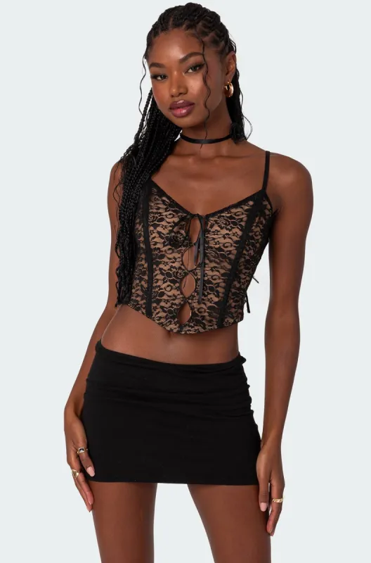 Adira Lace Keyhole Corset sold by Edikted