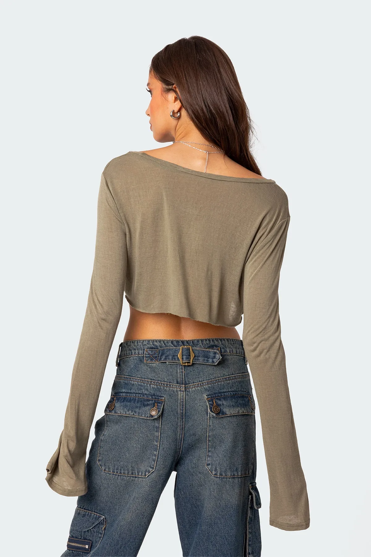Sheer Raw Hem Crop Top sold by Edikted product image thumbnail 4