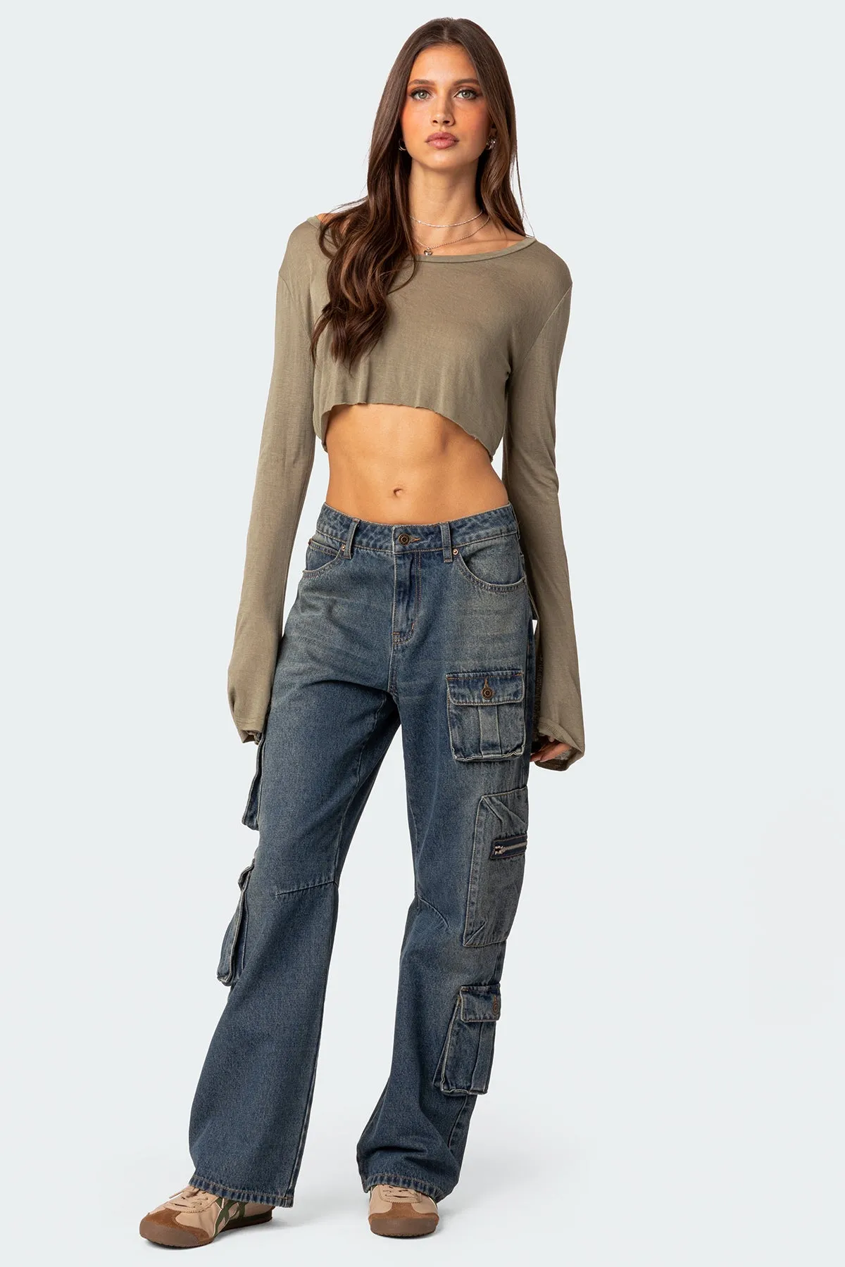Sheer Raw Hem Crop Top sold by Edikted product image thumbnail 5