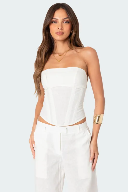 Arya Linen Look Corset sold by Edikted