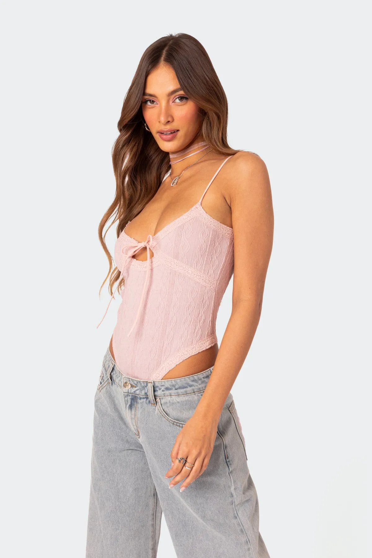 Lacey Knit Cut Out Bodysuit sold by Edikted product image thumbnail 3