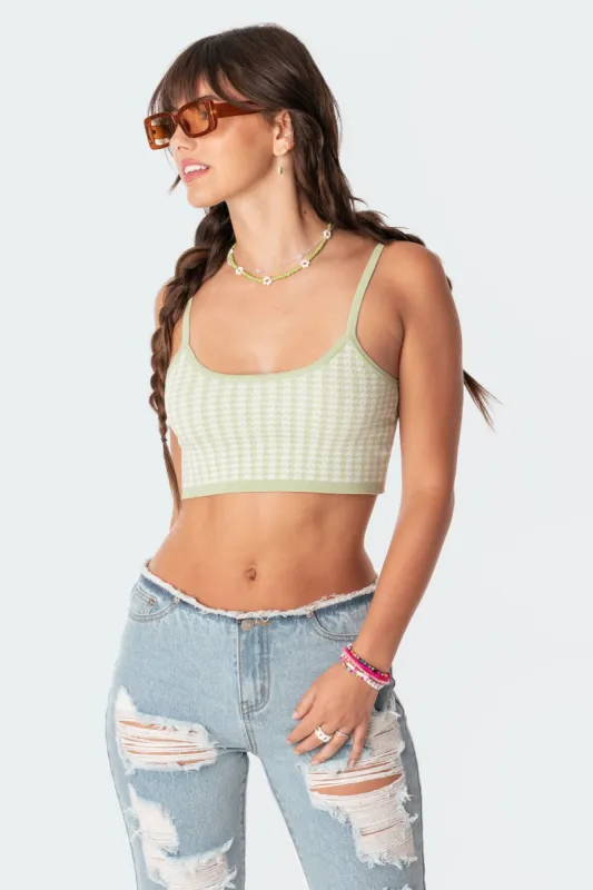 Pepita Knitted Crop Top sold by Edikted