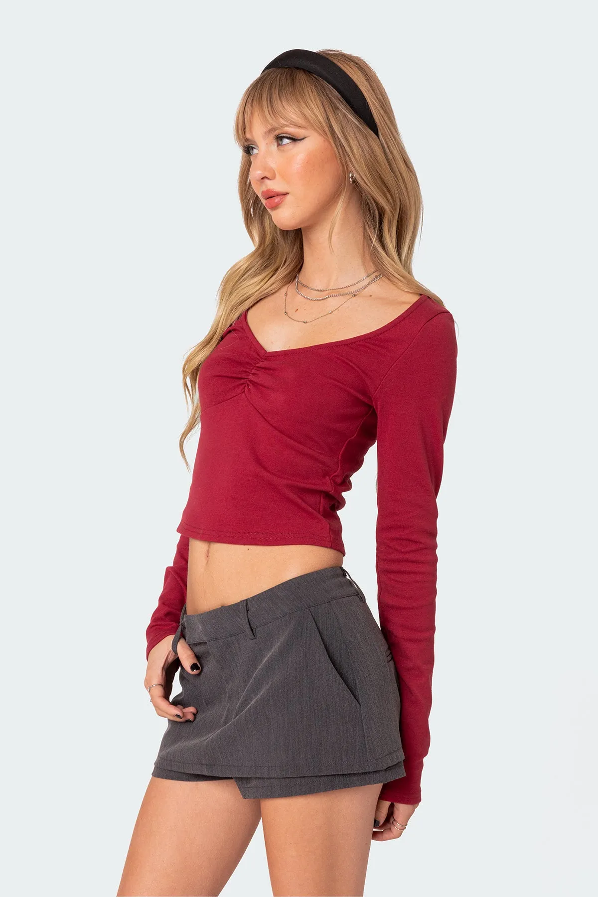 Nat Ruched V Neck Top sold by Edikted product image thumbnail 3