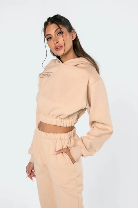 Life's Too Short Cropped Hoodie sold by Edikted