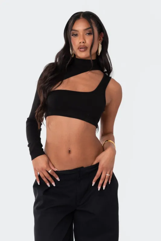 Asymmetric Cut Out Crop Top sold by Edikted