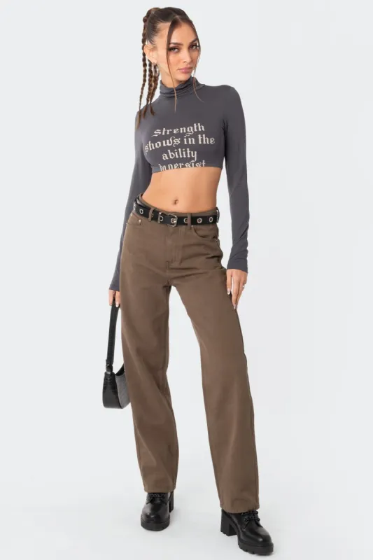 Olive Wide Jeans sold by Edikted
