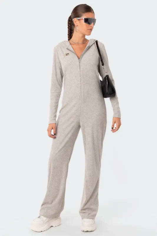 Terry Hooded Lounge Jumpsuit sold by Edikted