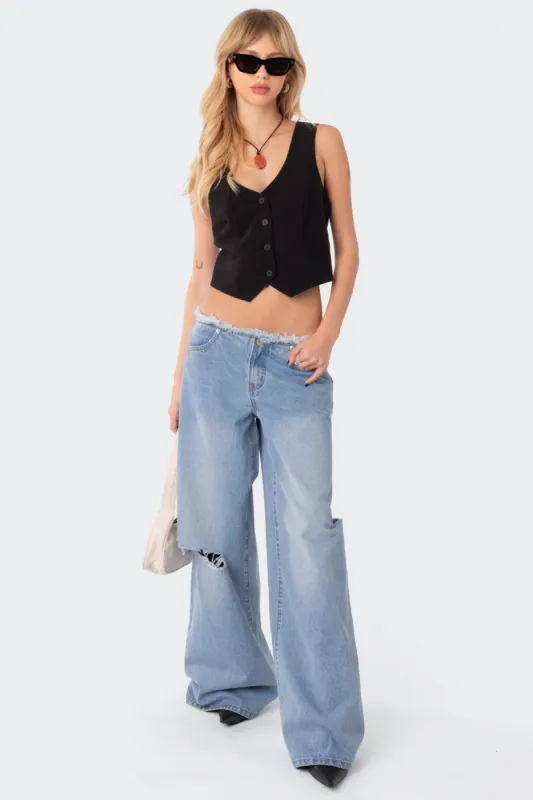 Jaycee Low-Rise Wide Leg Jeans sold by Edikted