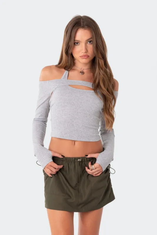 Tansy Off The Shoulder Halter Top sold by Edikted