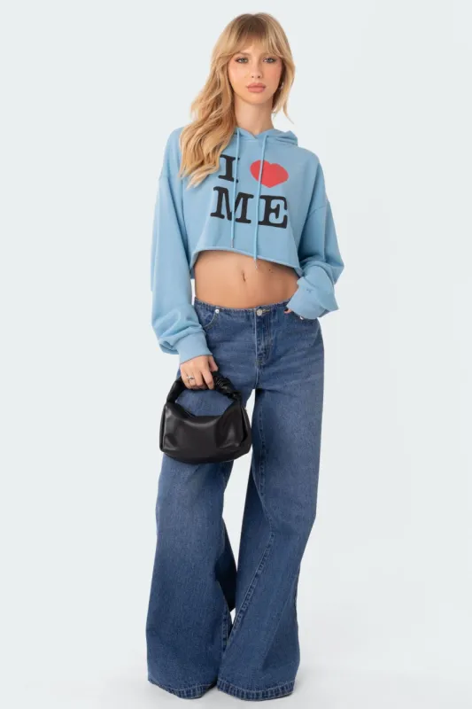 I Love Me Cropped Hoodie sold by Edikted