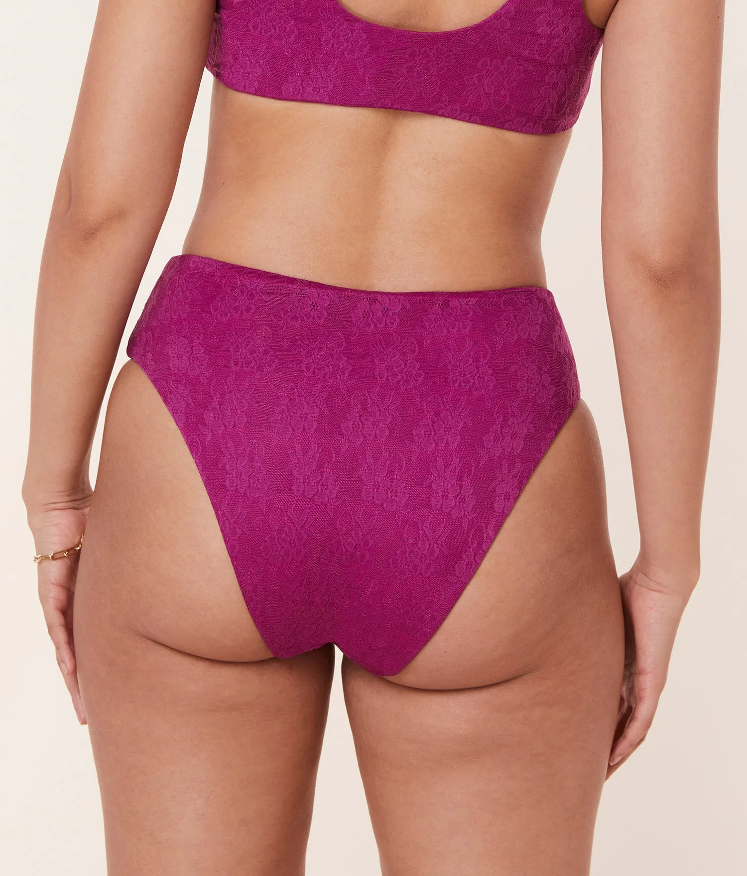 The 90s High Waist Bikini Bottom - Floral Lace - Aurora sold by Andie product image thumbnail 2